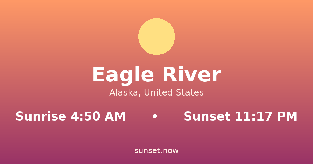 Sunrise & sunset times in Eagle River, Alaska — sunrise 4:50 AM, sunset 11:17 PM
