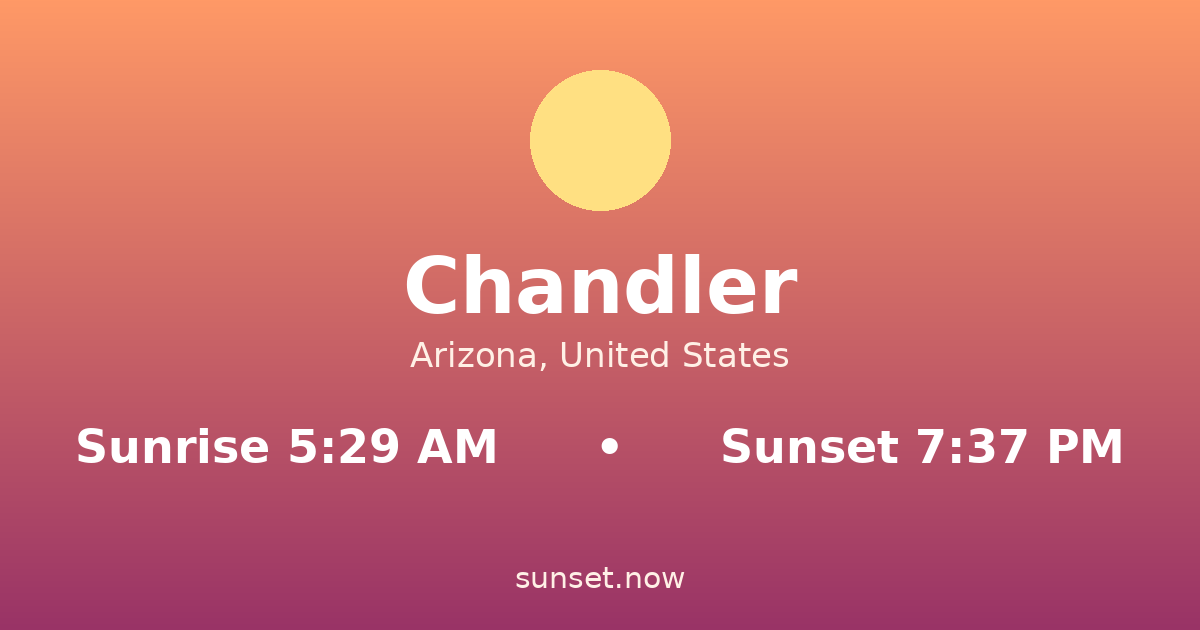 Sunrise & sunset times in Chandler, Arizona — sunrise 5:29 AM, sunset 7:37 PM