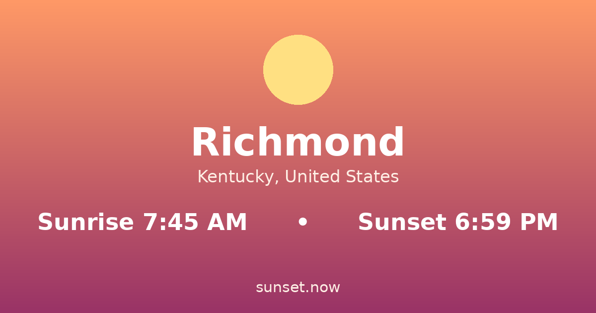 Sunrise & sunset times in Richmond, Kentucky — sunrise 7:45 AM, sunset 6:59 PM