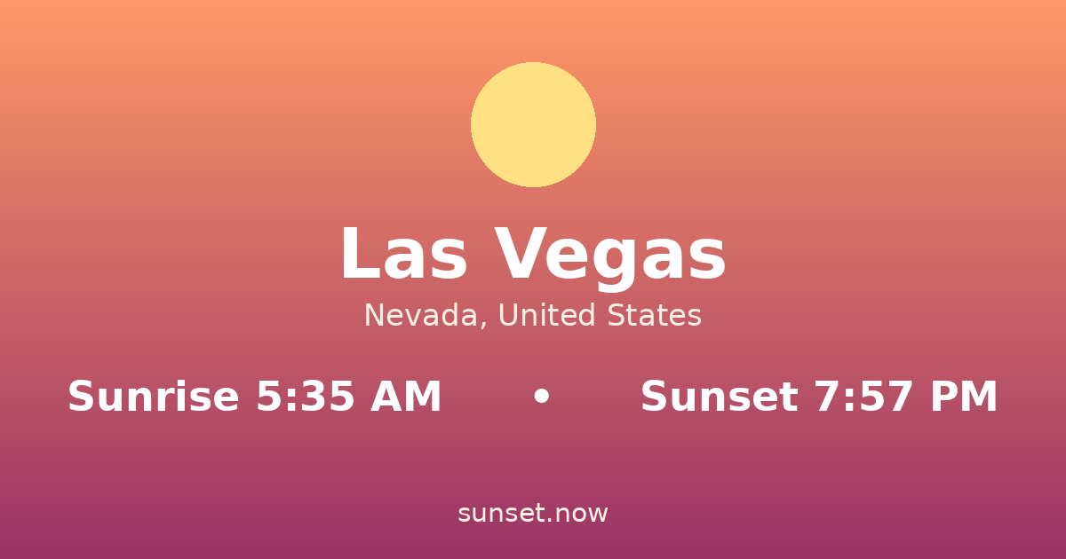 Sunrise & sunset times in Las Vegas, Nevada — sunrise 5:35 AM, sunset 7:57 PM