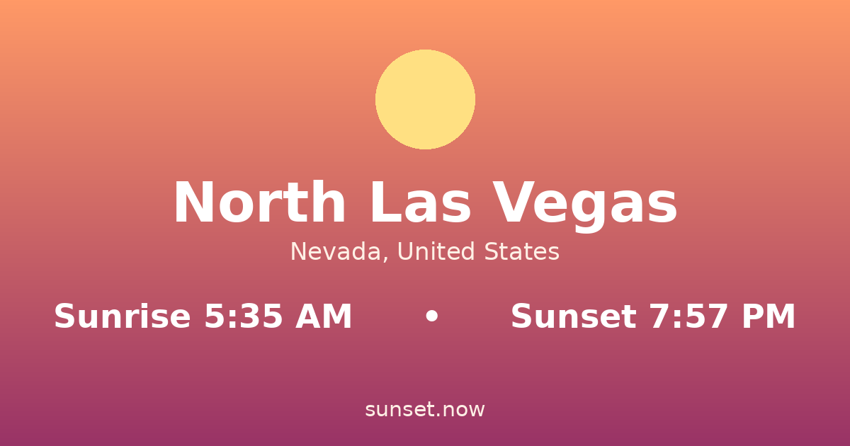 Sunrise & sunset times in North Las Vegas, Nevada — sunrise 5:35 AM, sunset 7:57 PM