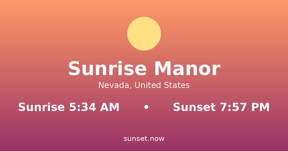 Sunrise & sunset times in Sunrise Manor, Nevada — sunrise 5:34 AM, sunset 7:57 PM
